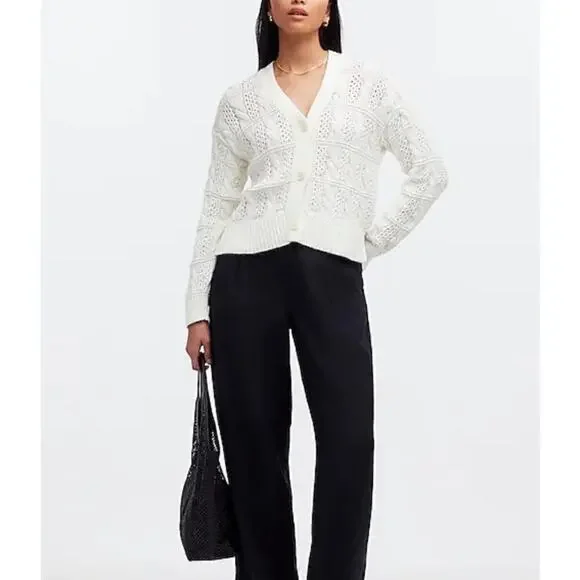 Madewell Open Cable Stitch Cardigan Sweater XS NWT Cottage Core Grandma Core - Picture 12 of 12